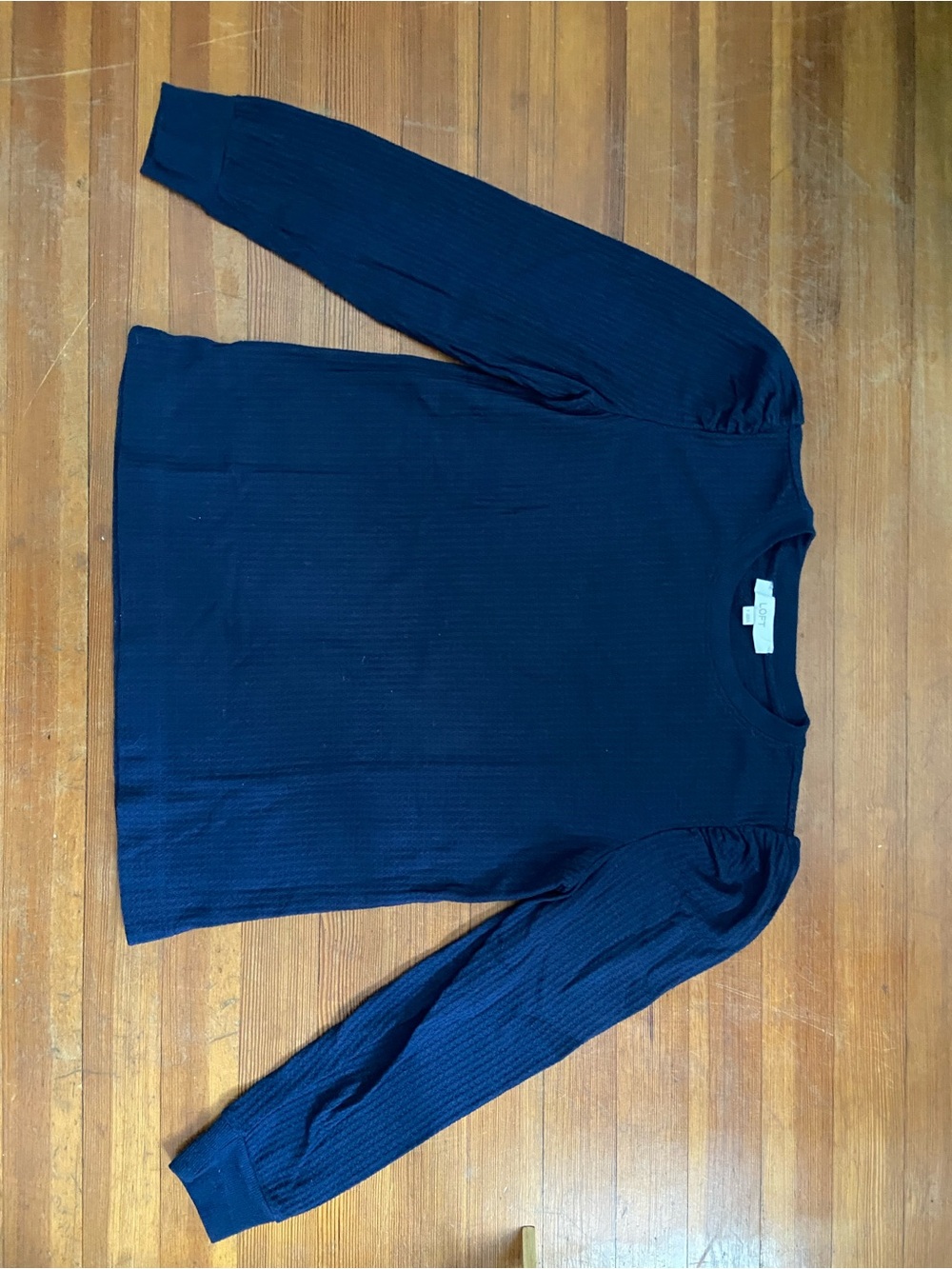 Loft Navy Ribbed Pullover Sweater